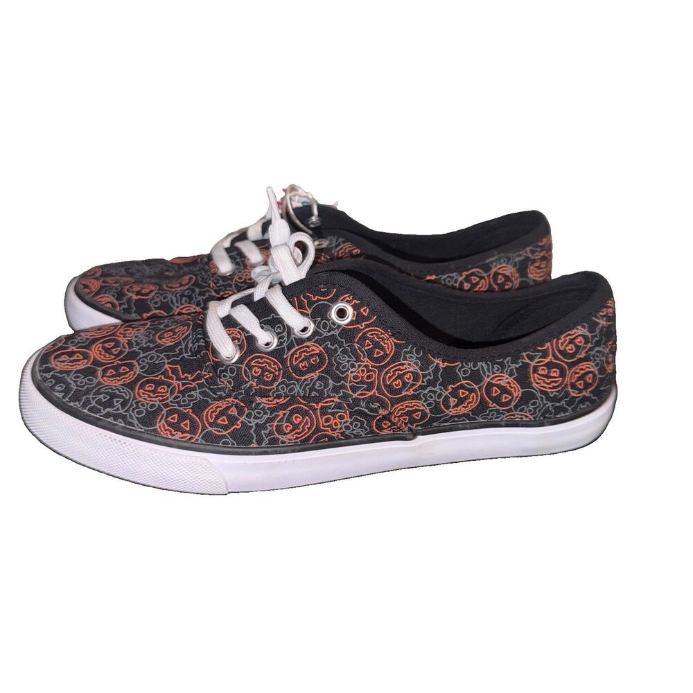 Isaac Mizrahi Halloween Pumpkin Skull Sneakers Women’s 10 Black Orange Shoes